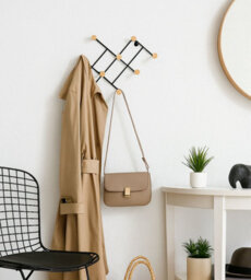 Aspect Furniture Wall Mounted Coat Rack /hanger,10 Wooden Hooks - thumbnail 6