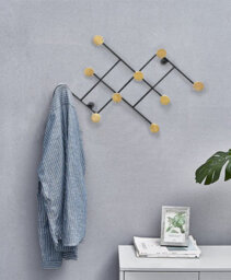 Aspect Furniture Wall Mounted Coat Rack /hanger,10 Wooden Hooks - thumbnail 1