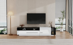 High Gloss Tv Stand With 2 Closed Storage Compartments, 1 Door And 1 Drawer - thumbnail 2