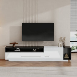 High Gloss Tv Stand With 2 Closed Storage Compartments, 1 Door And 1 Drawer - thumbnail 1