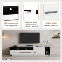 High Gloss Tv Stand With 2 Closed Storage Compartments, 1 Door And 1 Drawer - thumbnail 3