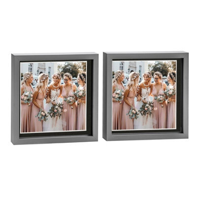 "Nicola Spring 10 X 10"" Photo Frames - Grey/black Mount - 3D Picture Frame Box Portrait Display Case (8 X 8"" Mount) Set Of 2" - image 1