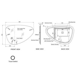 Kai Bathrooms Eva Steam-Free Colour Changing Dimming Frameless Mirror - 550mm X 800mm Wall Mounted Mirror - thumbnail 2