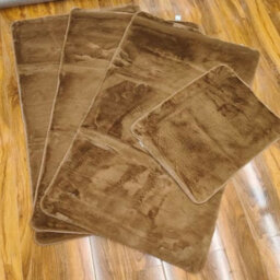 Biznest Set Of 4 Washable Mat Sparkly Design Mats Rugs Caravan Non Slip 100 X 140 Cm (3Pc) & 50 X 80 Cm (1Pc) (Brown, X Large)
