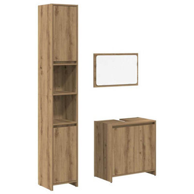 Berkfield Durable 3 Piece Bathroom Furniture Set Artisan Oak Engineered Wood - image 1