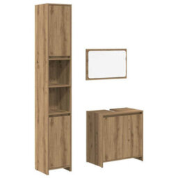 Berkfield Durable 3 Piece Bathroom Furniture Set Artisan Oak Engineered Wood - thumbnail 1