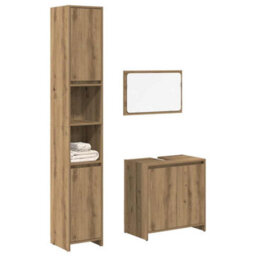 Berkfield Durable 3 Piece Bathroom Furniture Set Artisan Oak Engineered Wood - thumbnail 2