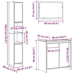 Berkfield Durable 3 Piece Bathroom Furniture Set Artisan Oak Engineered Wood - thumbnail 9