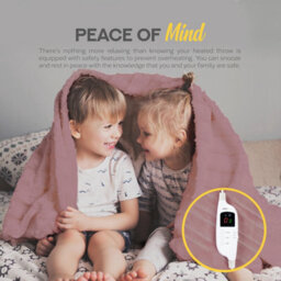 Monhouse Heated Throw - Electric Blanket - Digital Controller - 9Hr Timer, 9 Heat Settings - Single 130X160Cm - Pink - thumbnail 3