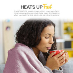 Monhouse Heated Throw - Electric Blanket - Digital Controller - 9Hr Timer, 9 Heat Settings - Single 130X160Cm - Pink - thumbnail 2