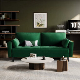 Green Fabric Sofa Upholstered Sofa 2 Seater Couch With Tufted Single Seat Cushion - thumbnail 5