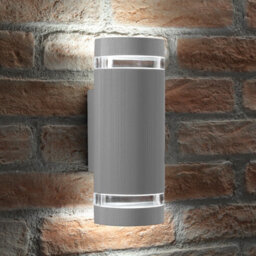 Auraglow  Large Outdoor Double Up & Down Wall Light - Elton - Silver - Fitting Only - thumbnail 3