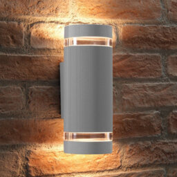 Auraglow  Large Outdoor Double Up & Down Wall Light - Elton - Silver - Fitting Only - thumbnail 2