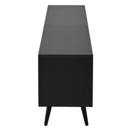 Btm 175Cm Mid-Century Tv Stand, Fluted Wood Doors, Black Media Console, Storage Cabinet - thumbnail 5