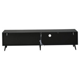 Btm 175Cm Mid-Century Tv Stand, Fluted Wood Doors, Black Media Console, Storage Cabinet - thumbnail 6