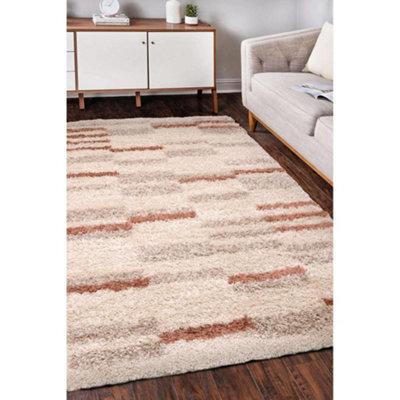 Melrose Linear Shaggy Natural Lines Patterned Indoor Large Area Rug 160/230Cm - image 1