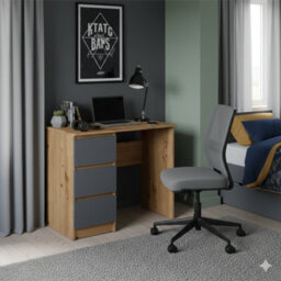 Computer Desk Shefa Line Cina Graphite & Artisan Oak - thumbnail 3