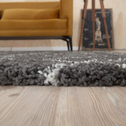 The Rugs Moroccan Shaggy Rugs And Runners Soft Fluffy Wavy Trellis Design High Pile Dark Grey And Ivory Living Room Kitchen Hallway 840 - thumbnail 8