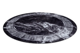 RugsX Miro 51199.807 Circle Washing Carpet Marble, Greek Anti-Slip - Black /  Circle 200 Cm - thumbnail 3