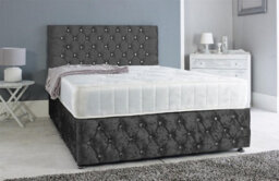 Adore Designs Adore Living Chesterfield Crushed Velvet Divan Bed With Orthopaedic Mattress In Black - thumbnail 1