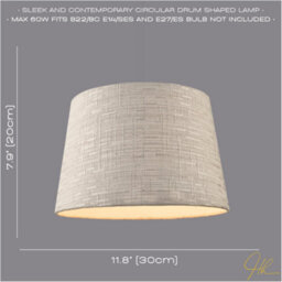 Happy Homewares Silver Grey Jacquard Cotton Drum Lamp Shade For Lamp Base Or Pendant - thumbnail 6