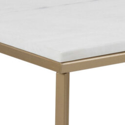 Wyld Haus Vodskov 120Cm Coffee Table With White Marble Top And Brass Crossed Base - thumbnail 4
