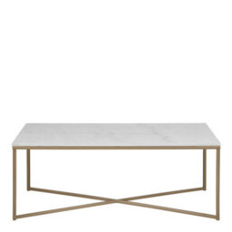 Wyld Haus Vodskov 120Cm Coffee Table With White Marble Top And Brass Crossed Base - thumbnail 3
