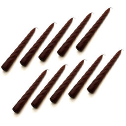 "SolaDirect Tapered Dinner Candles, Table Spiral Candles, Pack Of 10, Decorative Household Candles, Up To 7 Hours, 23 Cm / 9"" (Brown)" - thumbnail 5