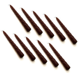 "SolaDirect Tapered Dinner Candles, Table Spiral Candles, Pack Of 10, Decorative Household Candles, Up To 7 Hours, 23 Cm / 9"" (Brown)" - thumbnail 1