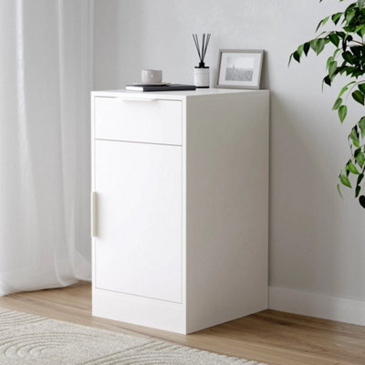 White Office Under Desk Storage Cabinet With 1 Drawer & 1 Door End Side Bedside Table - image 1
