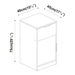 White Office Under Desk Storage Cabinet With 1 Drawer & 1 Door End Side Bedside Table - thumbnail 2