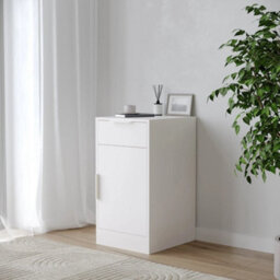 White Office Under Desk Storage Cabinet With 1 Drawer & 1 Door End Side Bedside Table - thumbnail 3
