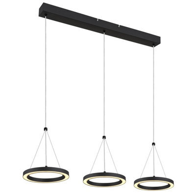 Luminosa Lighting Luminosa Grenvix Triple Ring Pendant Ceiling Light Matt Black 3X Led 3000K - image 1