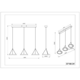 Luminosa Lighting Luminosa Grenvix Triple Ring Pendant Ceiling Light Matt Black 3X Led 3000K - thumbnail 8