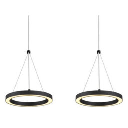Luminosa Lighting Luminosa Grenvix Triple Ring Pendant Ceiling Light Matt Black 3X Led 3000K - thumbnail 4