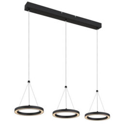 Luminosa Lighting Luminosa Grenvix Triple Ring Pendant Ceiling Light Matt Black 3X Led 3000K - thumbnail 7