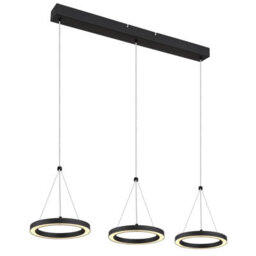 Luminosa Lighting Luminosa Grenvix Triple Ring Pendant Ceiling Light Matt Black 3X Led 3000K - thumbnail 1