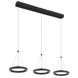 Luminosa Lighting Luminosa Grenvix Triple Ring Pendant Ceiling Light Matt Black 3X Led 3000K - thumbnail 2