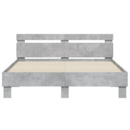 Berkfield Bed Frame With Led Without Mattress Concrete Grey 140X200 Cm - thumbnail 7