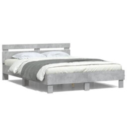 Berkfield Bed Frame With Led Without Mattress Concrete Grey 140X200 Cm - thumbnail 5