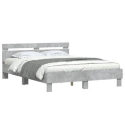 Berkfield Bed Frame With Led Without Mattress Concrete Grey 140X200 Cm - thumbnail 3
