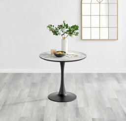 Furniturebox Elina White Marble Effect Round Dining Table With 2 Tan Delta Chairs - thumbnail 3