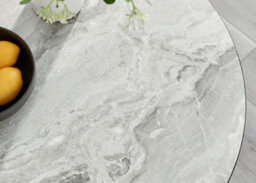 Furniturebox Elina White Marble Effect Round Dining Table With 2 Tan Delta Chairs - thumbnail 5