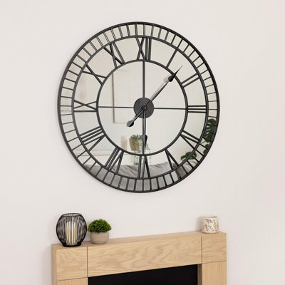 Charles Bentley Windermere Indoor Outdoor Mirrored Skeleton Wall Clock 90Cm - image 1