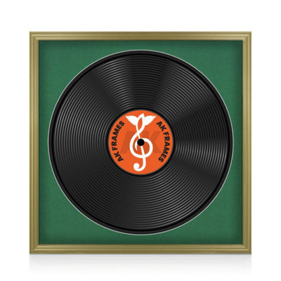 "16X16"" Gold Classic Vinyl Record Frame With Emerald Mount For 12 Inch Lp Disc - Ak Frames" - image 1