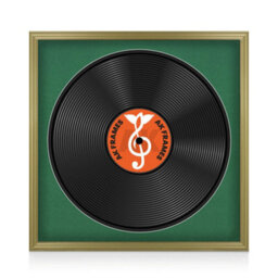 "16X16"" Gold Classic Vinyl Record Frame With Emerald Mount For 12 Inch Lp Disc - Ak Frames"