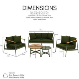 Home Detail Porta Green Aluminium Garden Conversation Set With Green Cushions - thumbnail 2