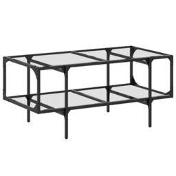 Walplus Coffee Table With Transparent Glass Top 98.5X50X45 Cm Steel - thumbnail 2