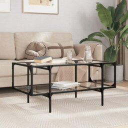 Walplus Coffee Table With Transparent Glass Top 98.5X50X45 Cm Steel - thumbnail 1