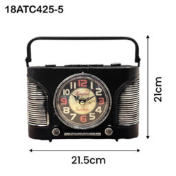 Radio Table Clock 21Cm Black Metal Mantel Clock Battery Operated Silent Non-Ticking Desk Clock For Home Office & Décor Gift - thumbnail 9